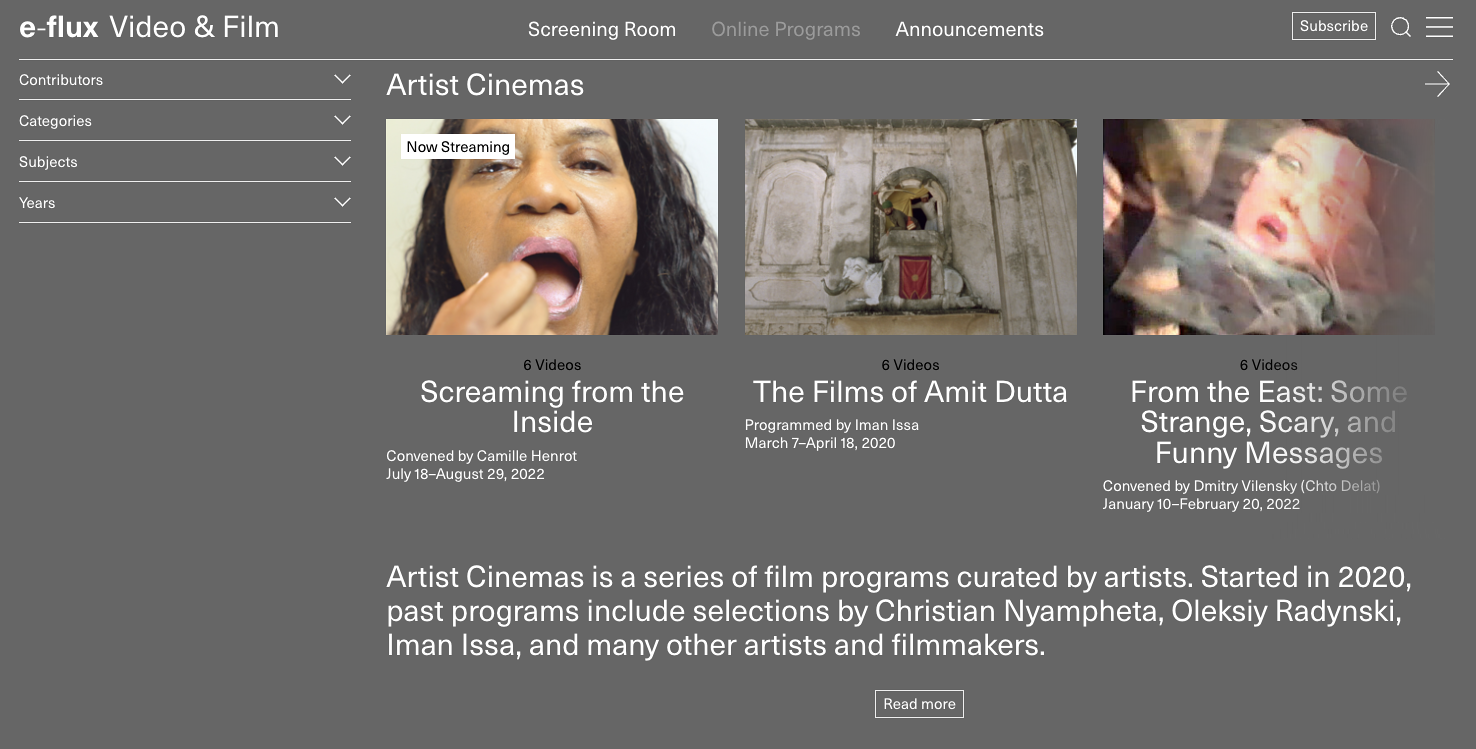 Artist Cinemas - Directory - e-flux