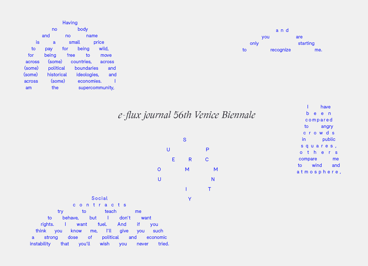 e-flux journal 56th Venice Biennale – SUPERCOMMUNITY – Mercury Retrograde